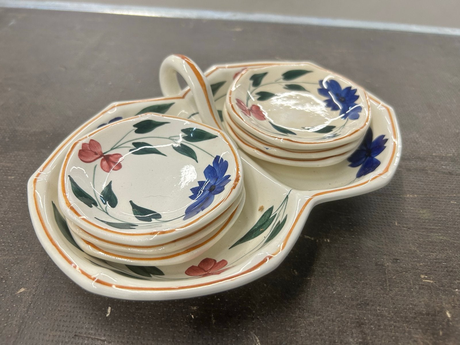 Boerenbont Petifourhouder met Schoteltjes Design 418, Gebruikt, Overige typen, Div, Ophalen of Verzenden