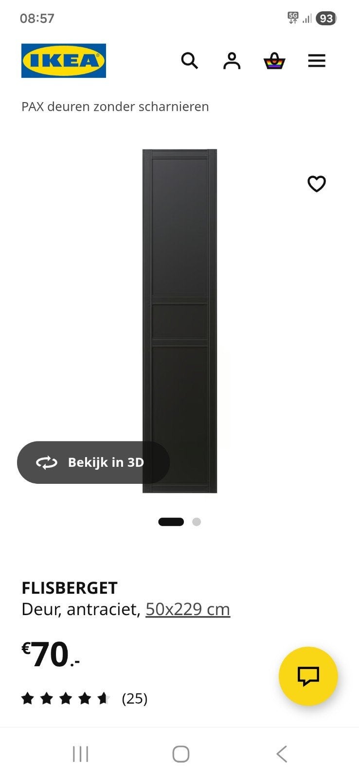 6x IKEA PAX FLISBERGET deuren antraciet 50x229 + handgrepen, Ophalen, Gebruikt, 200 cm of meer, 50 tot 100 cm