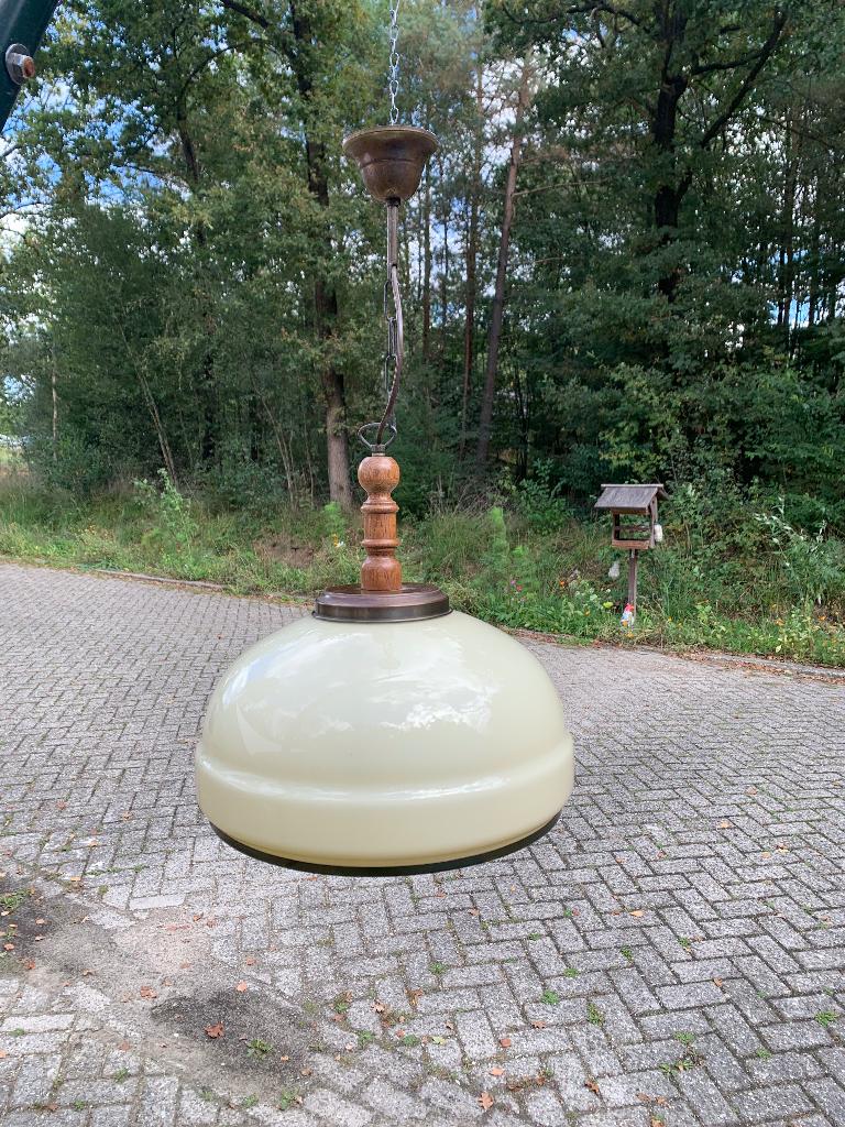 Retro hanglamp | ecru, Verzamelen, Retro, Huis en Inrichting, Ophalen