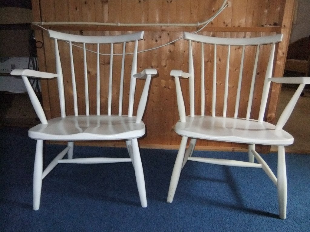 2 witte vintage stoelen, Ophalen, Gebruikt, Twee, Wit