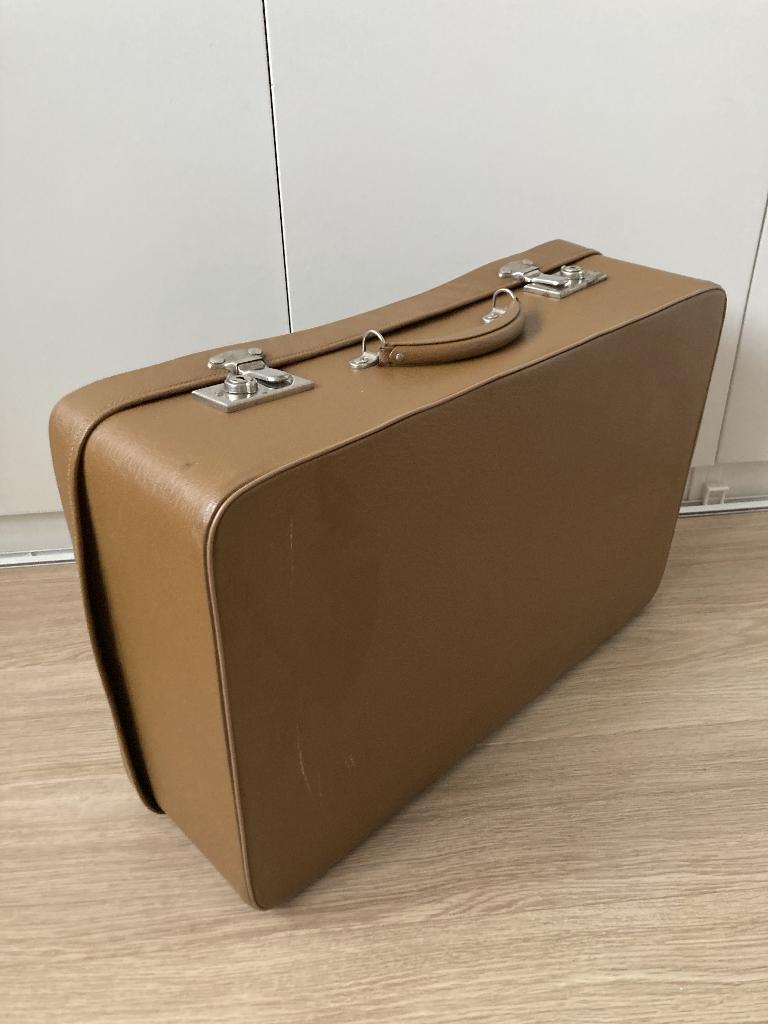 Retro Brocante - beige Koffer - jaren 60/70, Antiek en Kunst, Ophalen of Verzenden