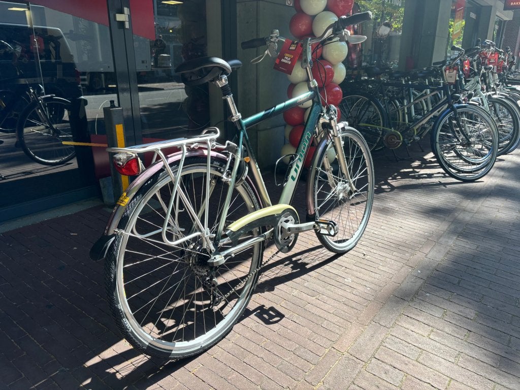 Fietshokje raaks: Union Goldsun-E 8s herenfiets D55, Gebruikt, Velgrem, Niet ingevuld, Niet ingevuld