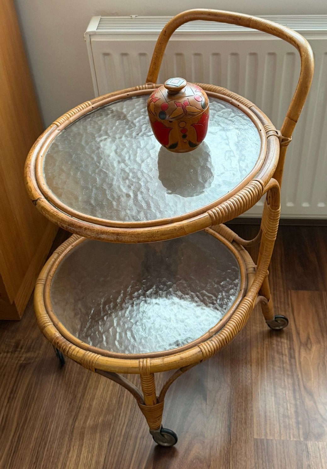 Vintage rotan ( barcart) serveerwagen Rohé Noordwolde, Antiek en Kunst, Ophalen