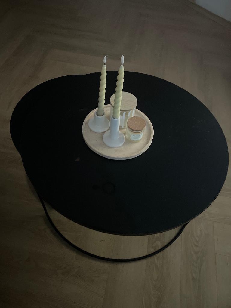 Mooie ronde zwarte salontafels te koop (2 stuks), Huis en Inrichting, Tafels | Salontafels, 50 tot 100 cm, 50 tot 75 cm, Rond