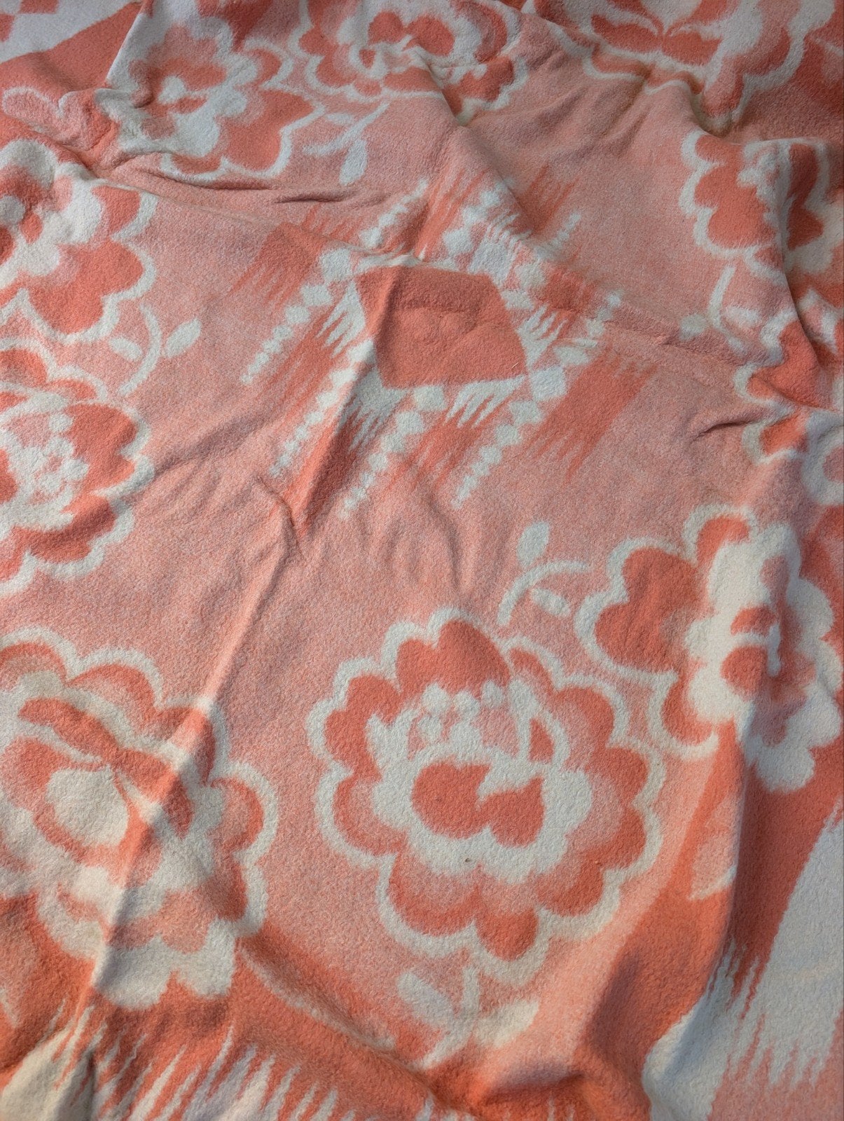 Vintage wollen deken met bloemmotief, Wol, Ophalen of Verzenden, Meerkleurig, Woondeken