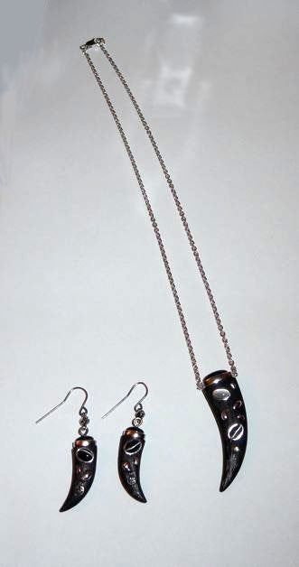 Oorbellen set 925 zilver edelstenen haaientand Gothic Punk, Hangers, Overige kleuren, Nieuw, Ophalen of Verzenden