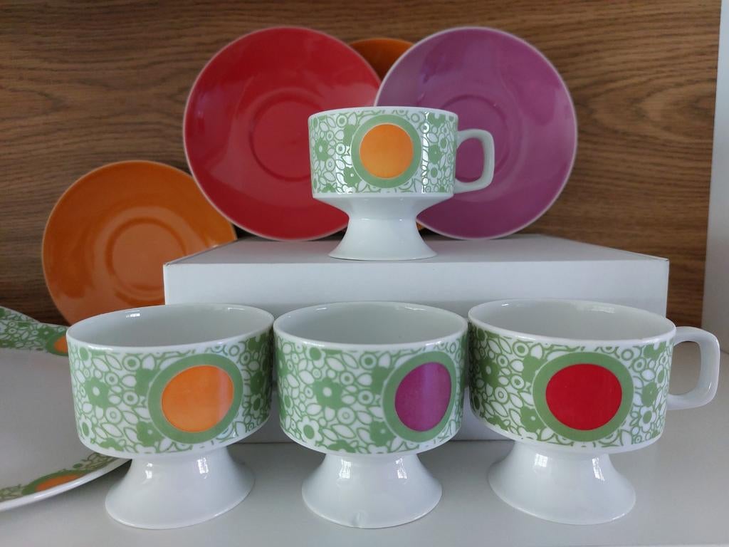 Vintage Eschenbach kleurrijke ontbijtset 4 personen, Ophalen of Verzenden