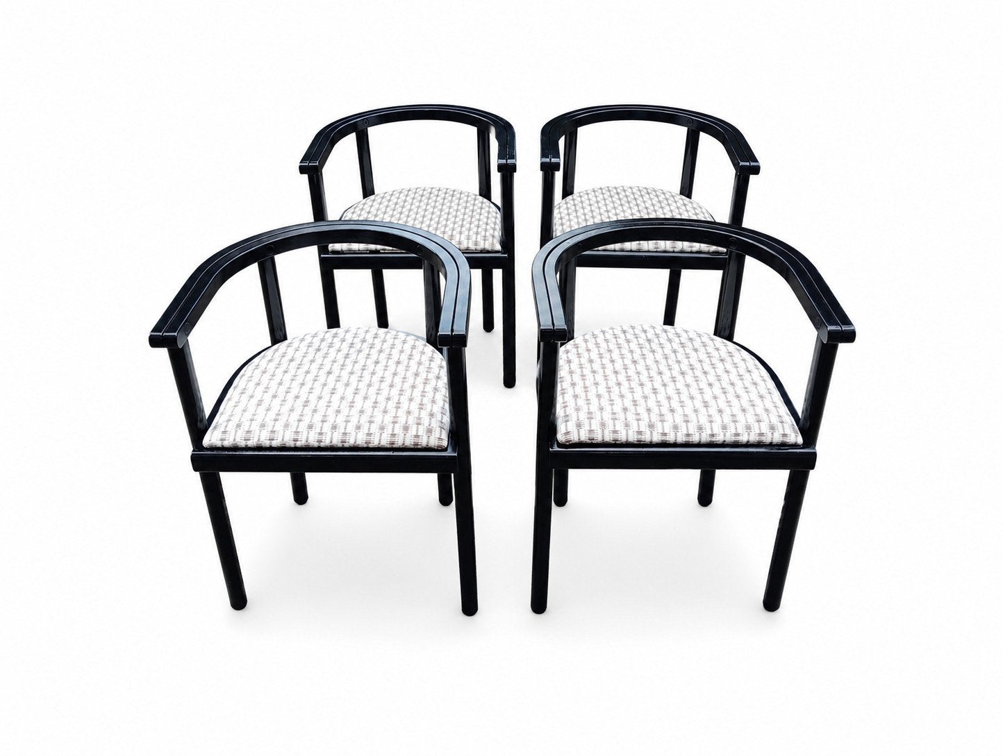 Set van 4 Vintage Retro Eetkamerstoelen, Huis en Inrichting, Stoelen, Ophalen, Gebruikt, Zwart, Vintage Retro