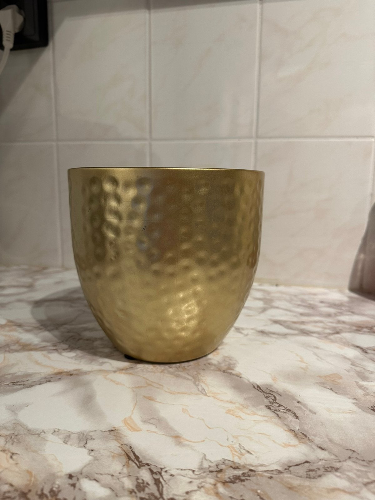 Gouden pot, Rond, Ophalen of Verzenden, Zo goed als nieuw, Aardewerk