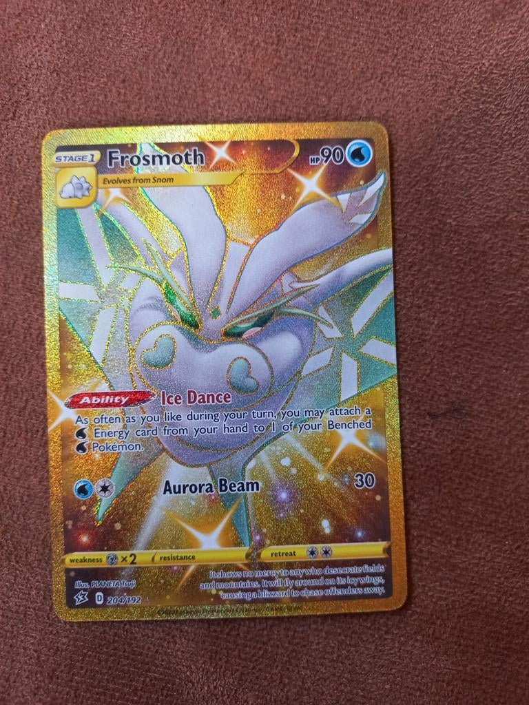 Pokemon Kaart Frosmoth VMAX Gold Secret Rare, Ophalen of Verzenden, Zo goed als nieuw, Losse kaart, Foil