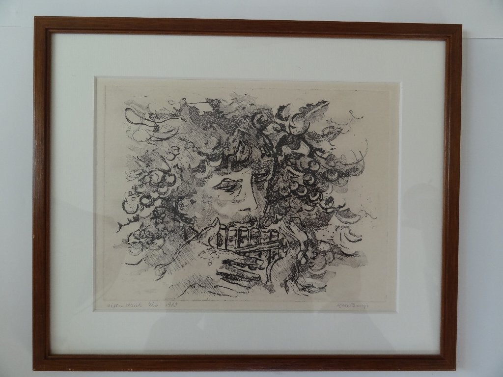ets panfluit speler muziek Kees Buijs, druk nr. 4-10, 1979, Antiek en Kunst, Portret, Gesigneerd, 1950 - 1999, Verzenden