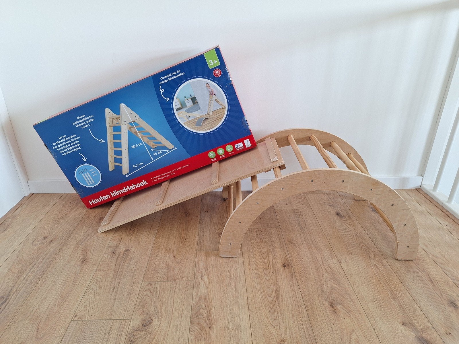 Houten klimrek met glijbaan voor kinderen, Ophalen, Zo goed als nieuw, Glijbaan