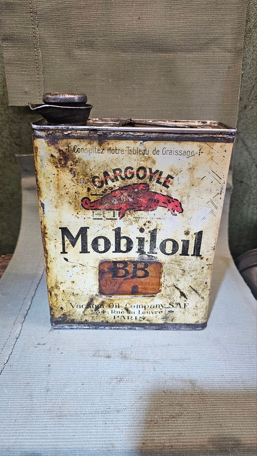 mobiloil gargoyle 2 liter olieblik, Verzamelen, Ophalen of Verzenden, Gebruikt, Overige