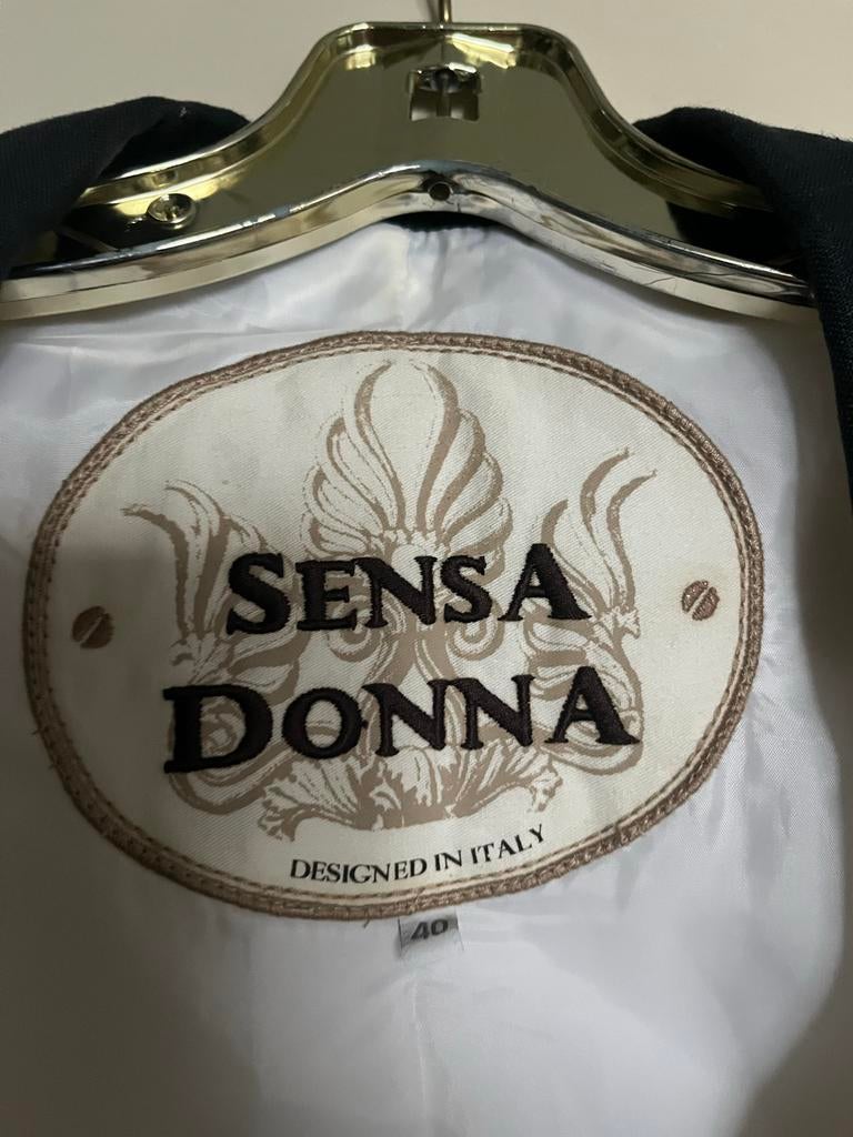 Sensa Donna vintage Blazer - Maat 40,100%linnen, Ophalen of Verzenden, Zo goed als nieuw, Maat 38/40 (M), Zwart