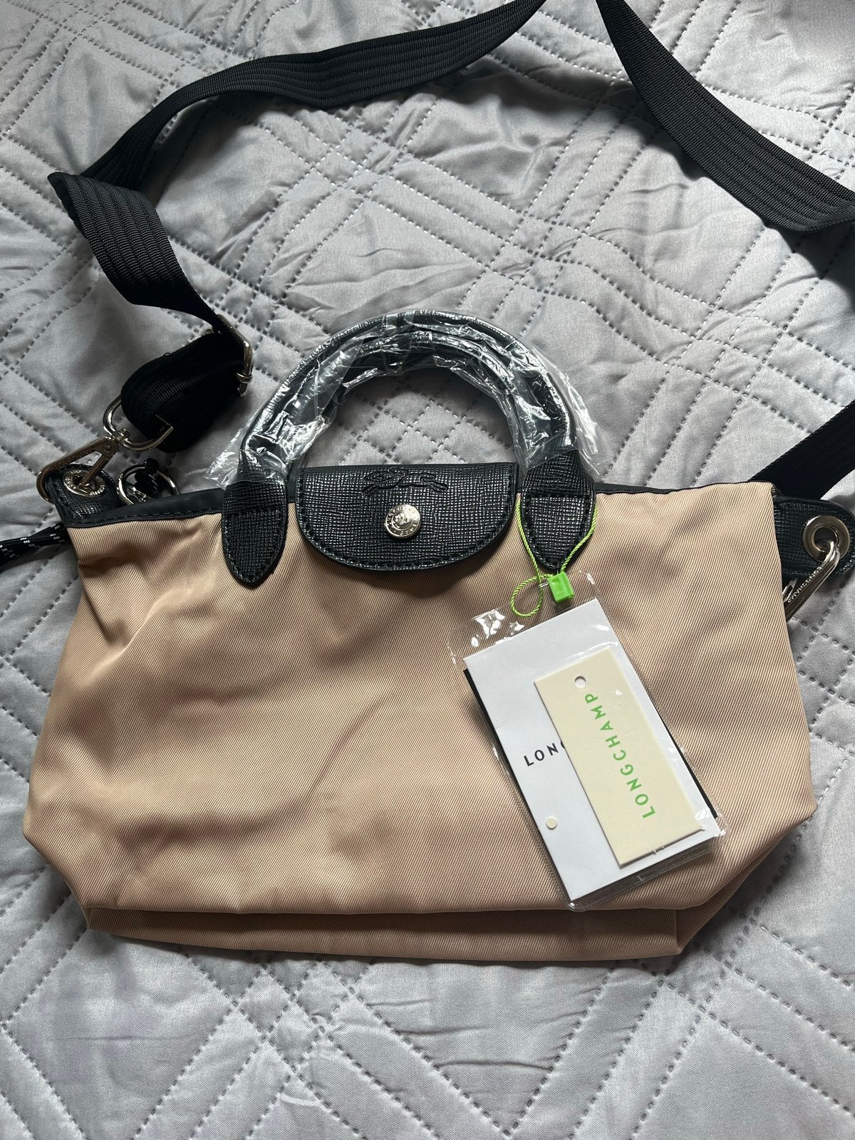 Longchamp Le Pliage schoudertasje - Nieuw met label, Verzenden, Nieuw, Beige, Schoudertasje