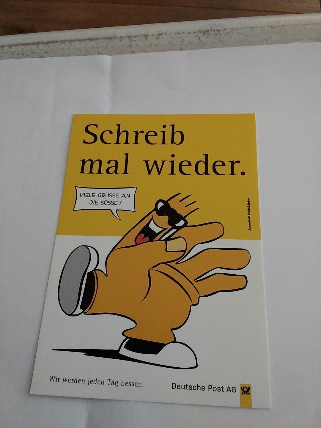 Grappige Duitse Postkaart - Schrijf Mal Wieder, Ophalen of Verzenden