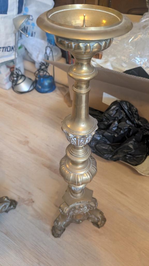 2 Grote koperen/ brass kandelaars ook los te koop, Ophalen, Koper of Brons