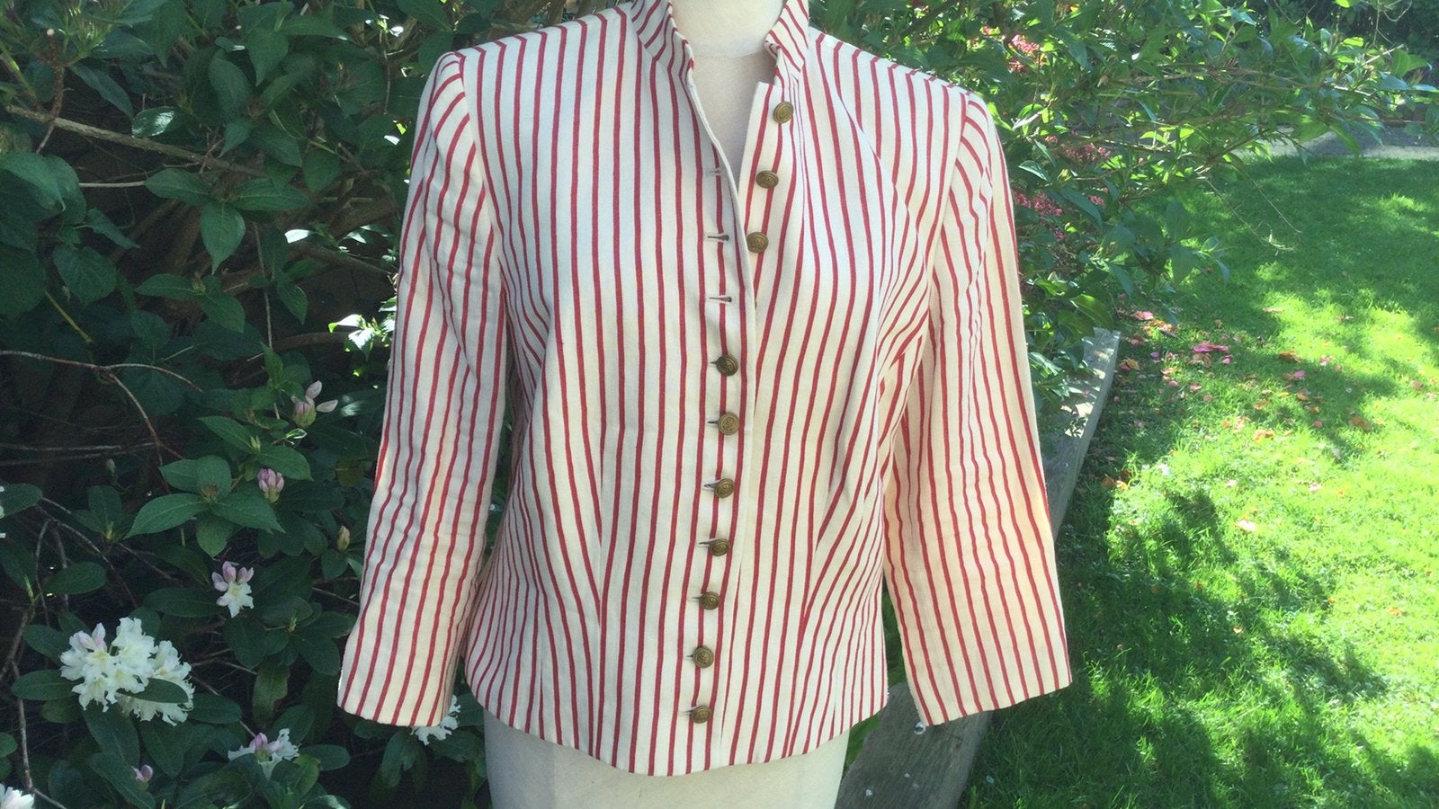 Ralph Lauren linnen blazerjasje rood-wit gestreept/maat 10, Ophalen of Verzenden, Gedragen, Rood, Jasje