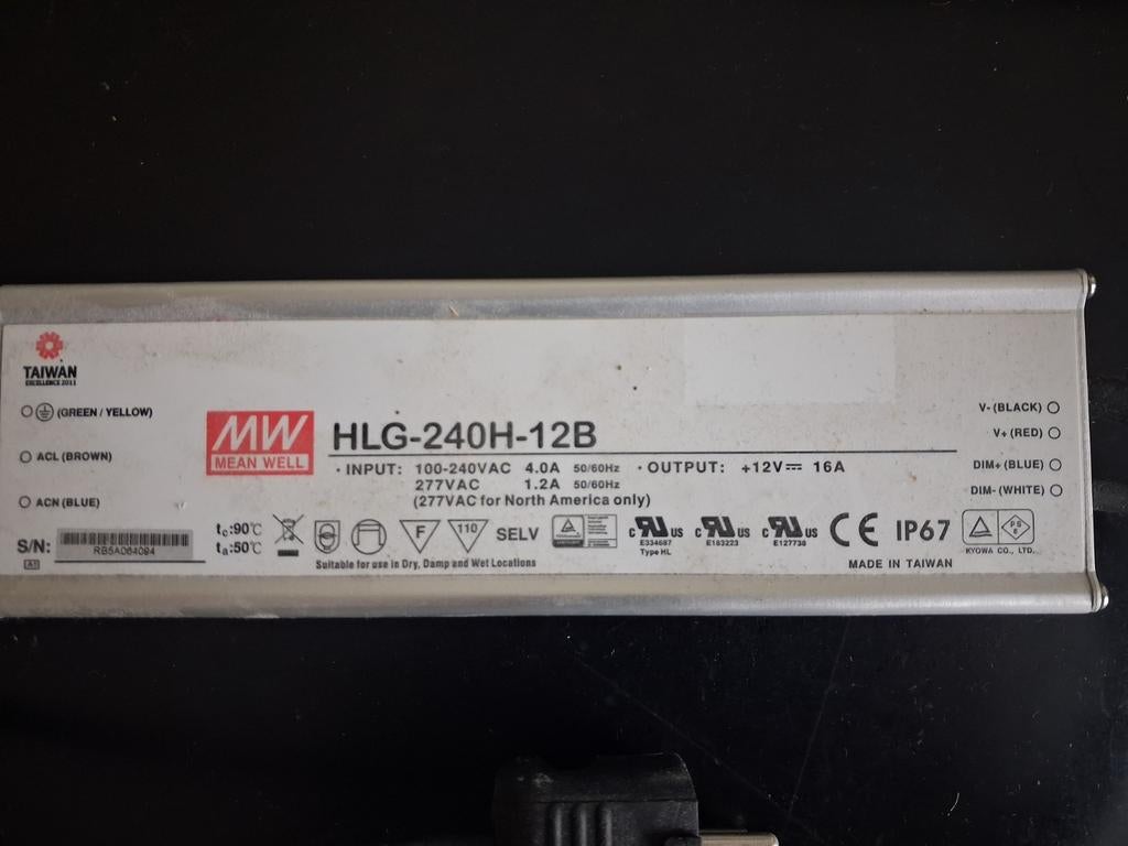 Mean Well voeding 12Volt 16Amp, Ophalen of Verzenden, Zo goed als nieuw