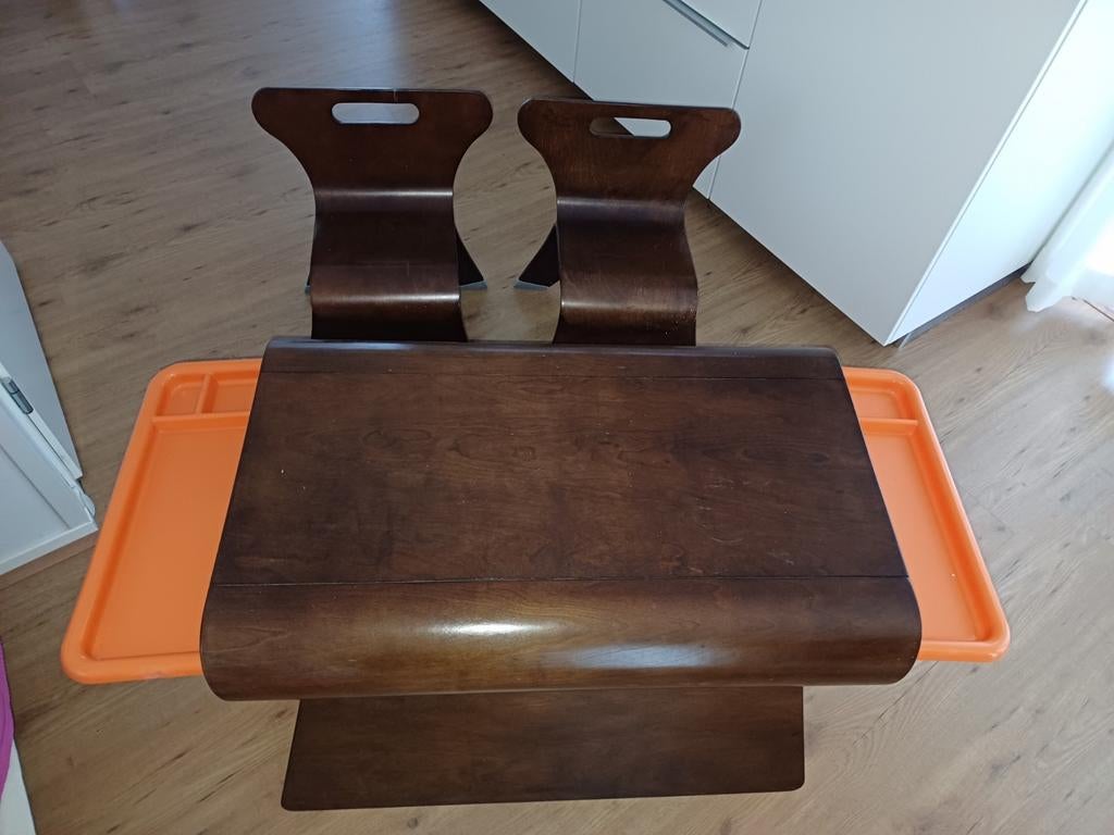 Houten design kinder tekentafel met opbergruimte, Ophalen, Gebruikt, Stoel(en)