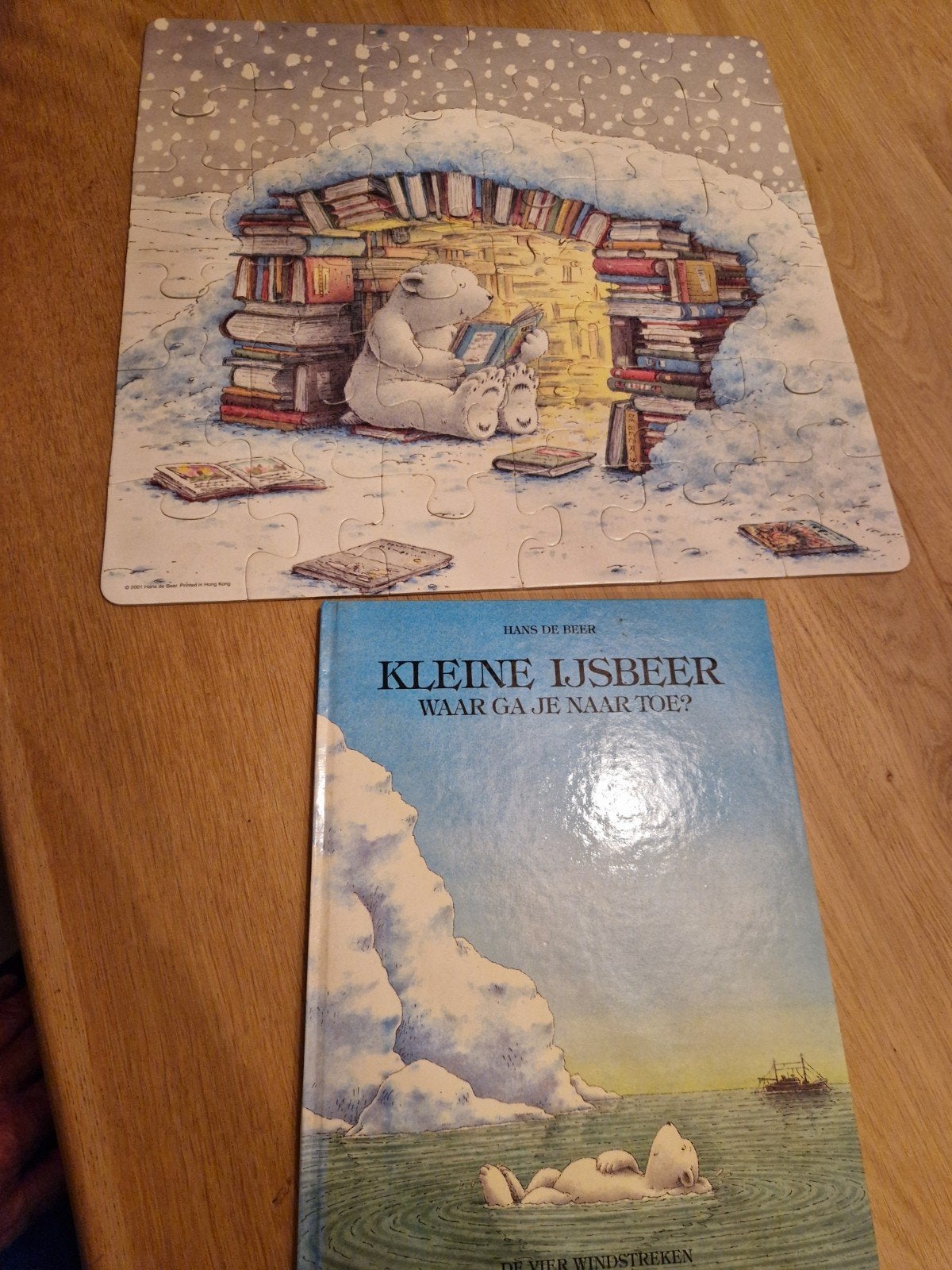 Kleine IJsbeer puzzel en boek - Hans de Beer, Ophalen of Verzenden, Meer dan 50 stukjes, Gebruikt, 2 tot 4 jaar