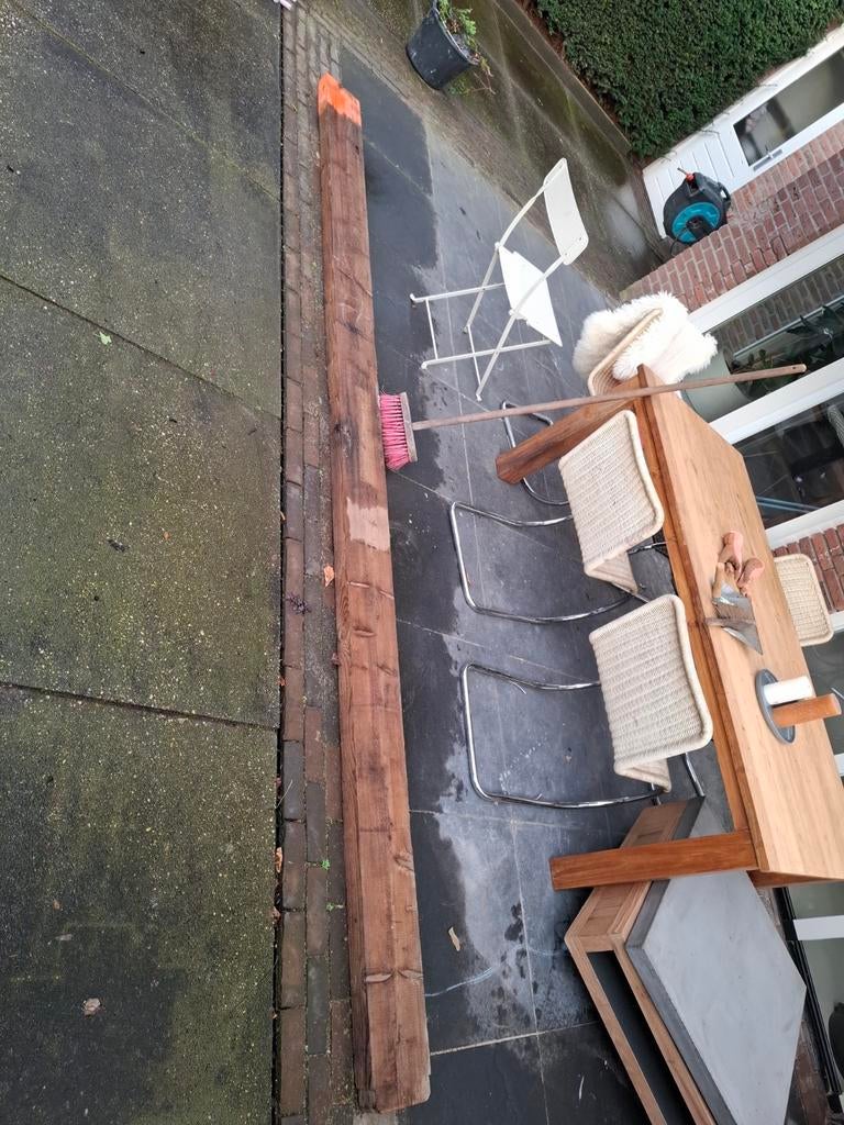 Robuuste houten draagbalk 370x20x6 cm - Gebruikt, Doe-het-zelf en Verbouw, Hout en Planken, Ophalen, Gebruikt, Balk, Overige houtsoorten