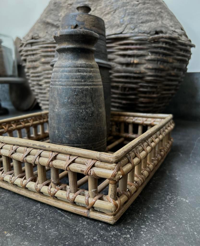 Klein rotan dienblad tray “van der leeden” 1915, Ophalen of Verzenden, Zo goed als nieuw