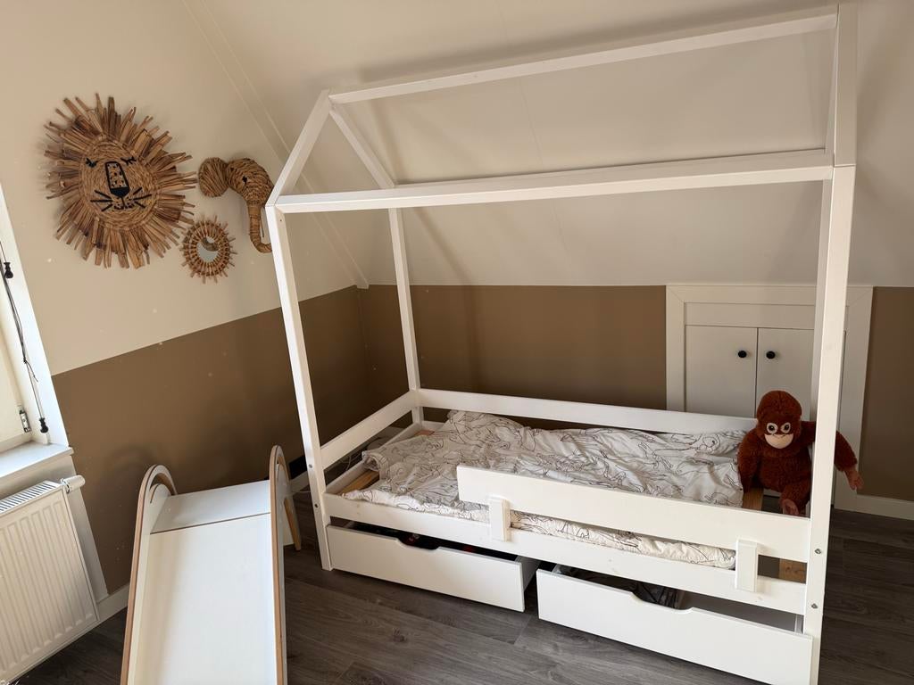Hoppekids ECO juniorbed 70x160 met bedhuisje en lades, Kinderen en Baby's, Kinderkamer | Bedden, Ophalen, 70 tot 85 cm, Zo goed als nieuw