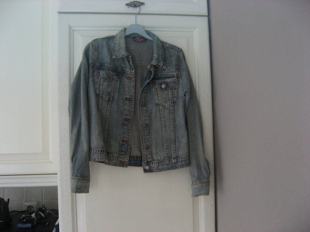 NIEUW denim jeans jack met strass vlinder, mt 146/152, Verzenden, Nieuw, Meisje, Jas