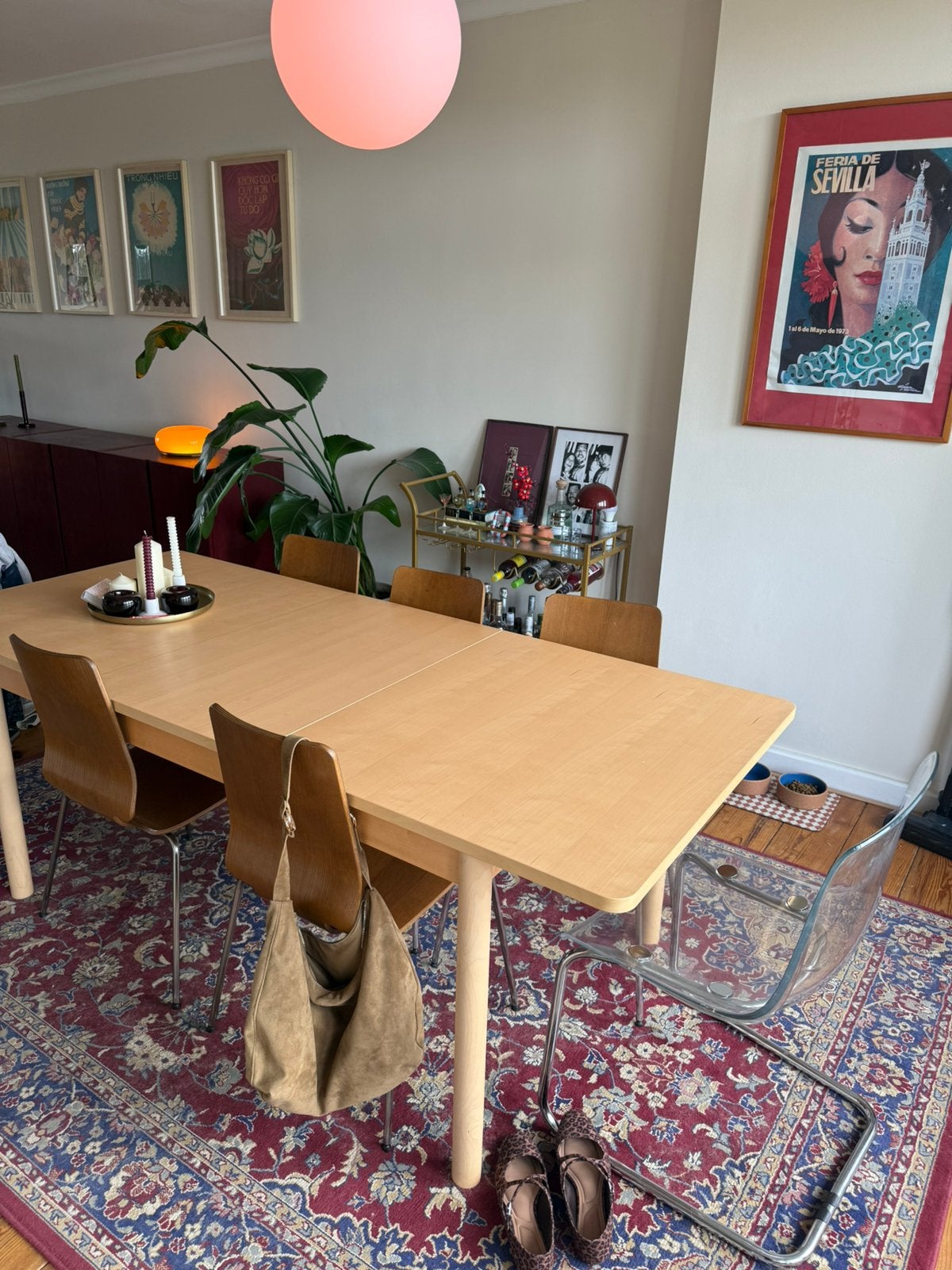 IKEA uitschuifbare eettafel, Huis en Inrichting, Ophalen, Gebruikt, Eikenhout, 200 cm of meer