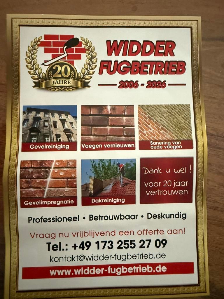 Widder Voegbedrijf, Diensten en Vakmensen, Gevelrenovatie en Voegers, Metselwerk