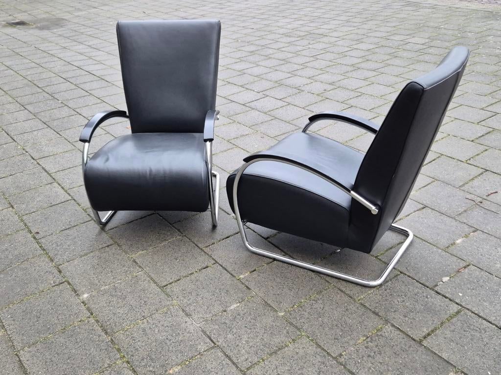 2 Gelderland 5470 design fauteuil Lotus leer Jan des bouvrie, Huis en Inrichting, Fauteuils, 75 tot 100 cm, Ophalen of Verzenden