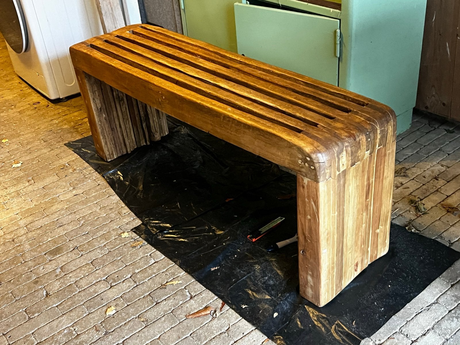 Donkere palletbank op maat, halbank of eettafelbank, 50 tot 75 cm, Nieuw, Ophalen of Verzenden, 100 tot 125 cm