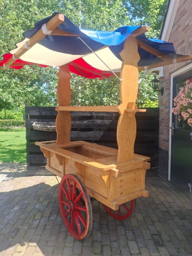 authentieke houten marktkraam/verkoopwagen haringkar ijskar, Ophalen