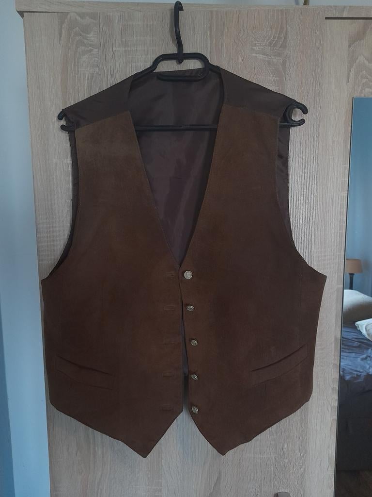 Bruin  heren gilet cowboy western look, Ophalen of Verzenden, Gedragen