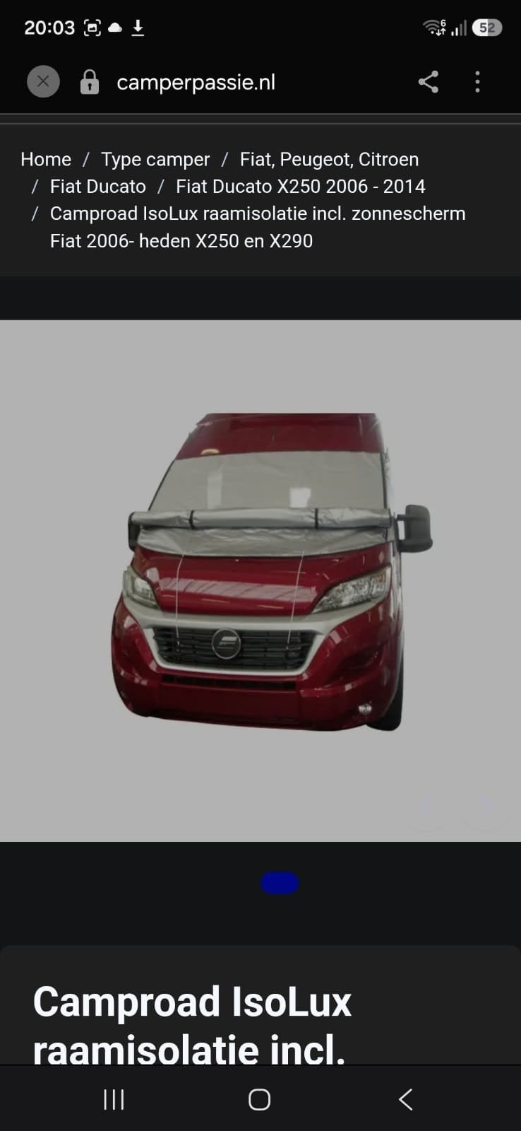 Nieuwe Camproad IsoLux raamisolatie Fiat Ducato X250/X290, Ophalen of Verzenden