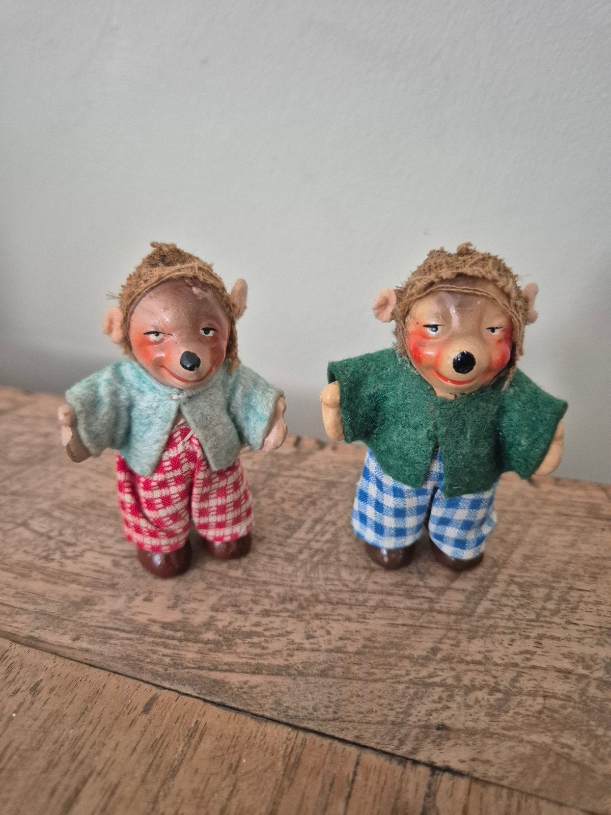 Vintage egelpoppetjes Mecki & Micki – Jaren 50/60 (Celluloid, Ophalen of Verzenden, Gebruikt