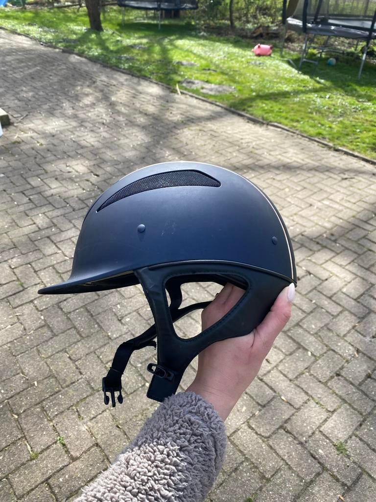 OneK Cap Defender Pro Matt Rosegold Lijnen Navy, Dieren en Toebehoren, Paardrijkleding, Overige soorten, Ophalen of Verzenden