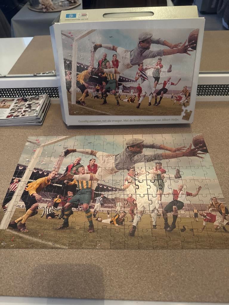 Eredivisie puzzel Albert Heijn - Voetbal nostalgie, Ophalen of Verzenden, Meer dan 50 stukjes, Gebruikt, 6 jaar of ouder