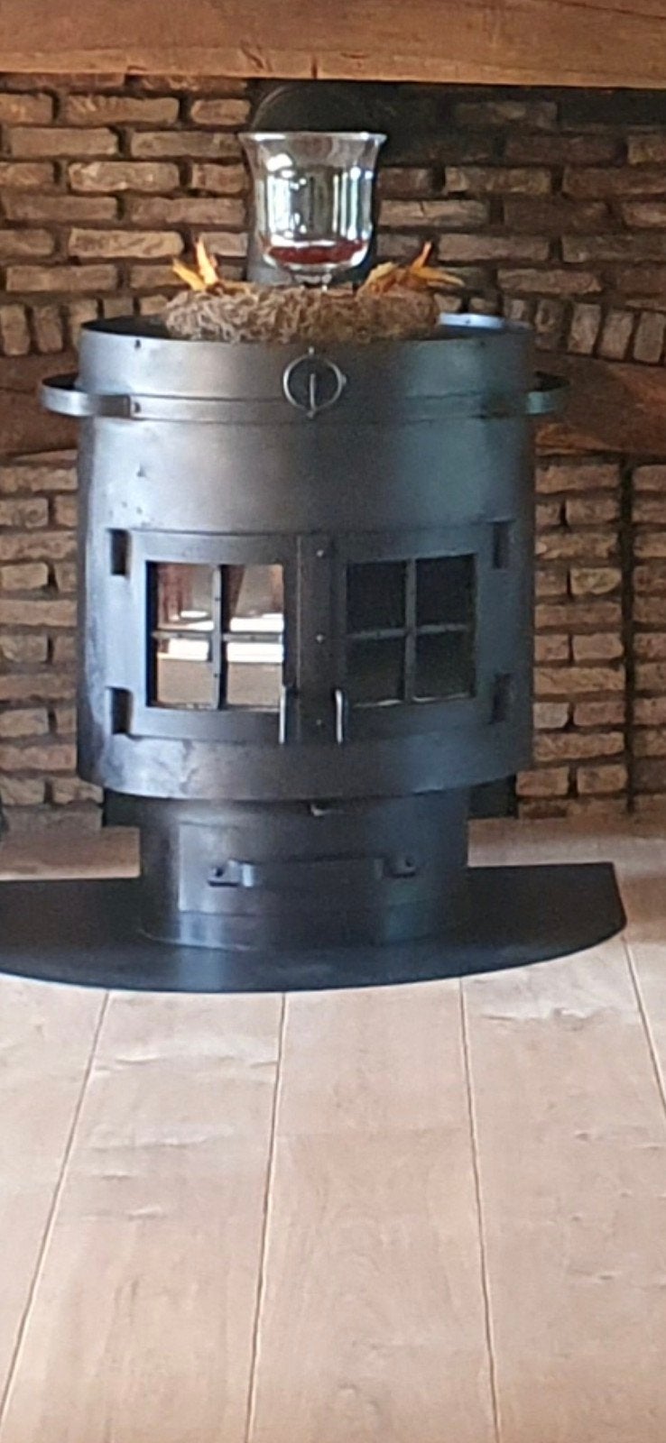 Houtkachel rond, Huis en Inrichting, Kachels, Ophalen, Gebruikt, Houtkachel, Vrijstaand