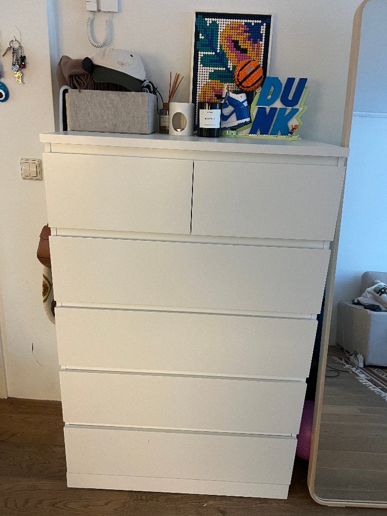 IKEA MALM Ladekast met 6 lades - Wit 80x120, Ophalen, 5 laden of meer, 50 tot 100 cm, Zo goed als nieuw