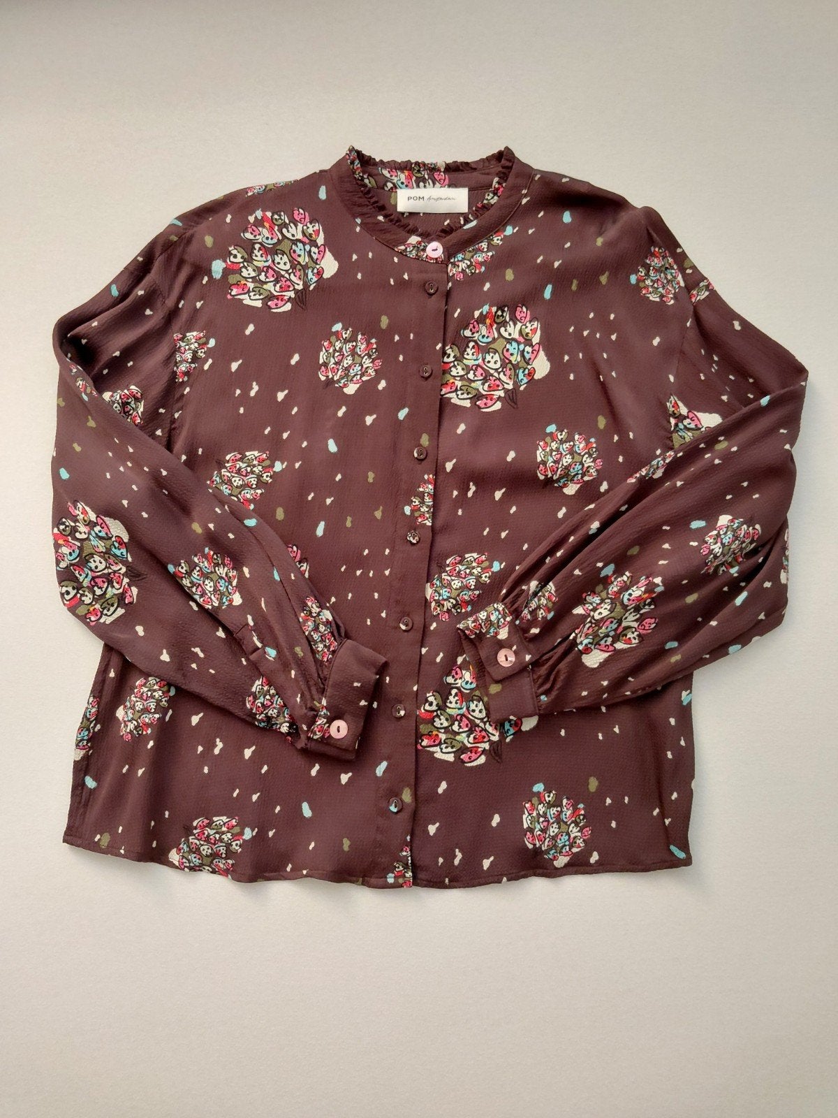 Pom Amsterdam blouse maat 38, bruin met bloemetjes, Maat 38/40 (M), Bruin, Verzenden, Zo goed als nieuw