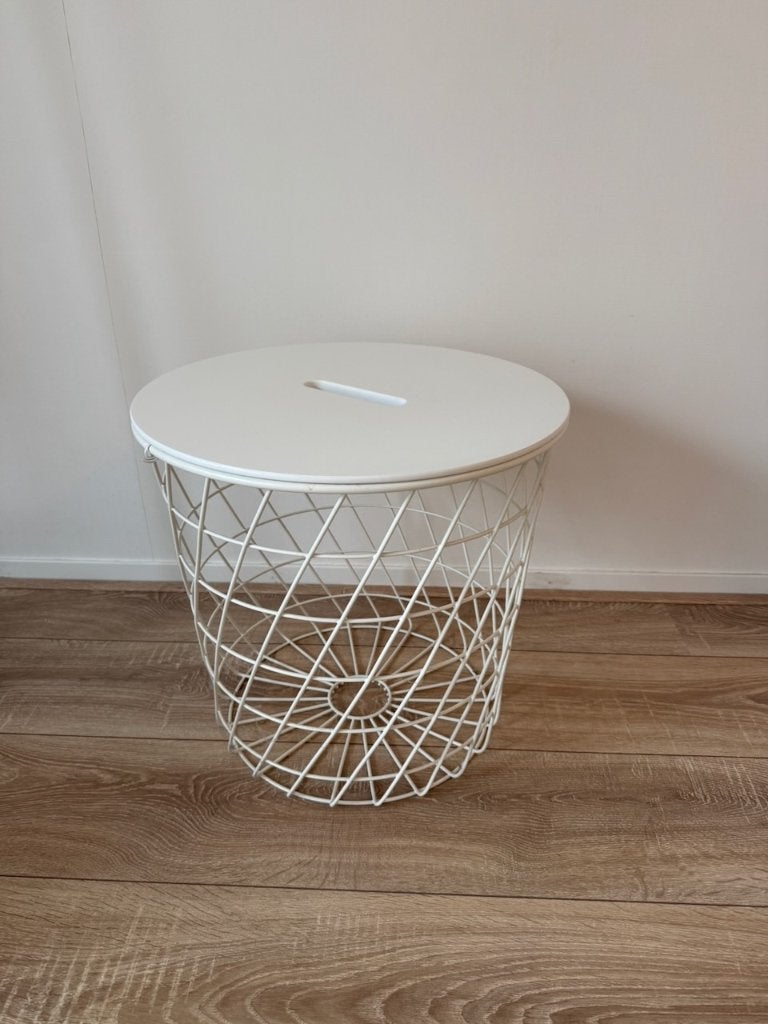 IKEA KVISTBRO opbergtafel, wit, Ophalen, Minder dan 45 cm, Minder dan 55 cm, Rond