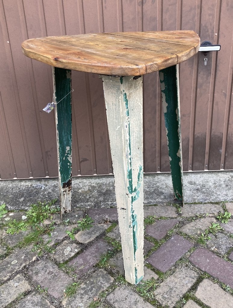 Brocante industrieel driehoekig tafel - werkmanstafel, Ophalen, Meerkleurig, Overige materialen, ---