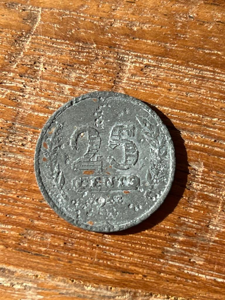 25 cent munt 1942 - geslagen onder Duitse bezetting, Ophalen of Verzenden, Koningin Wilhelmina, 25 cent, Losse munt