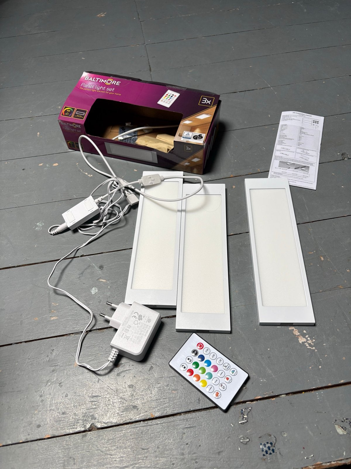 Baltimore Panel Light Set - 3x LED Panelen met Afstandsbedie, Led-lamp, Meerkleurig, Dimbaar, Ophalen of Verzenden