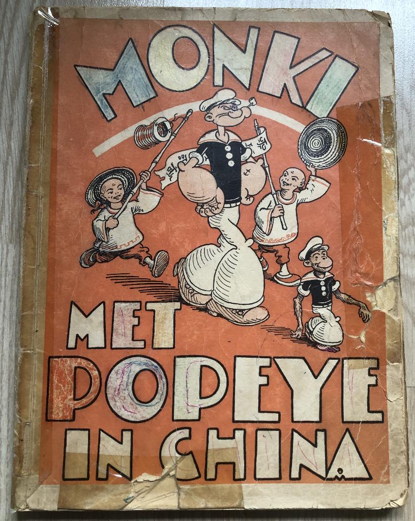 MONKI - MET POPEYE IN CHINA - 1E DRUK 1951, Boeken, Eén stripboek, Ophalen of Verzenden, Gelezen