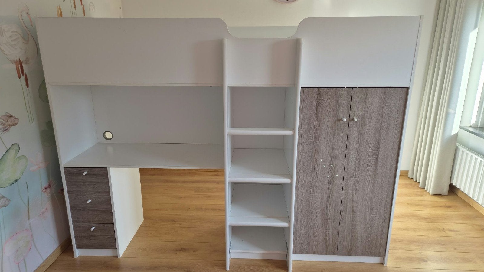 Foto 2 van Hoogslaper , met bureau en kledingkast - Wit/Hout