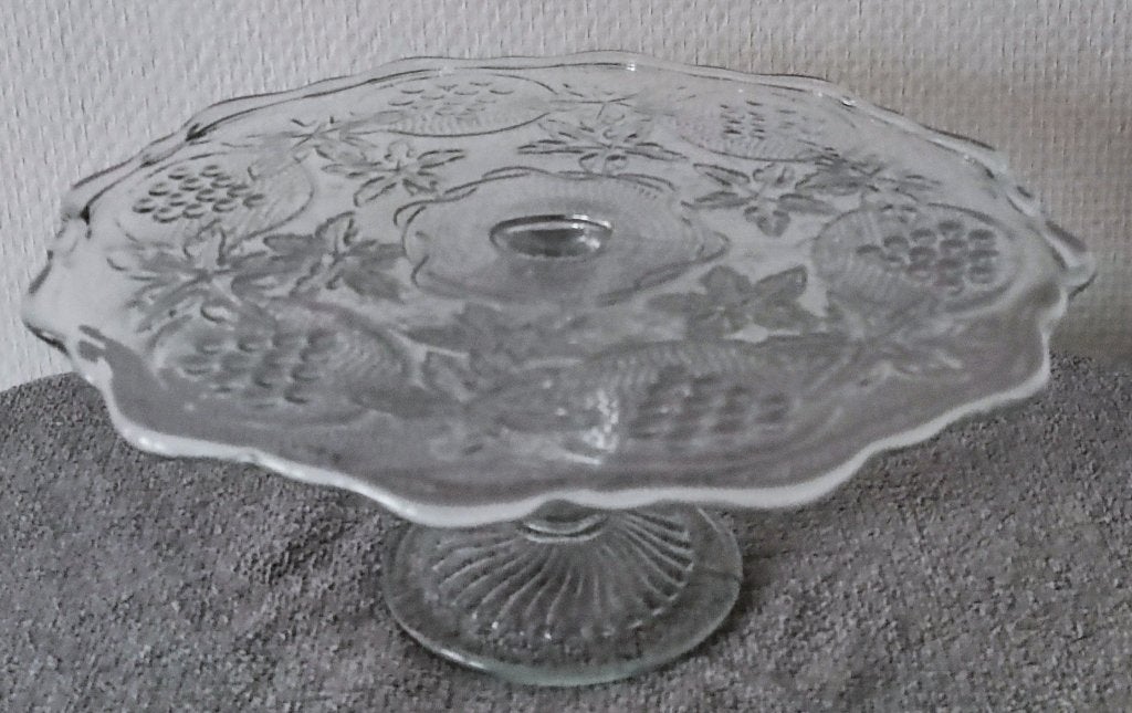 Glazen taartschaal / taartplateau op gedraaide voet, Antiek en Kunst, Ophalen of Verzenden