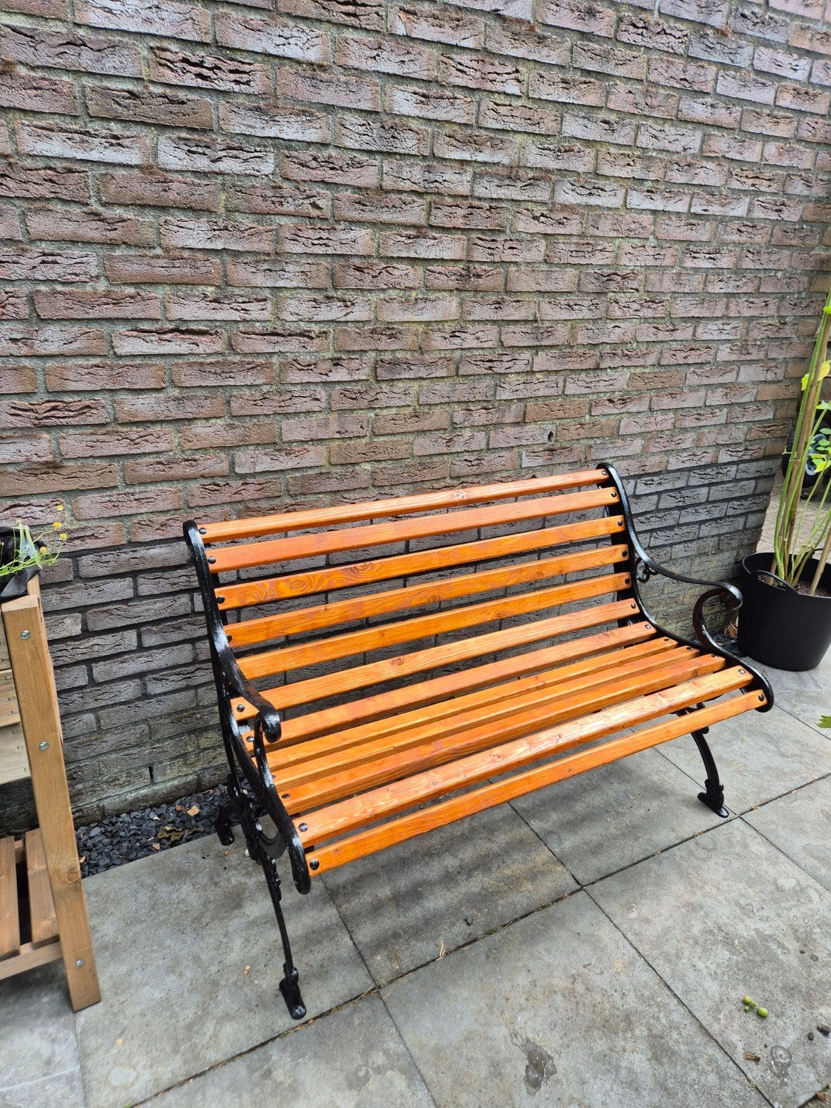 Gietijzeren tuinbank, Tuin en Terras, Tuinbanken, Ophalen, Zo goed als nieuw, Hout